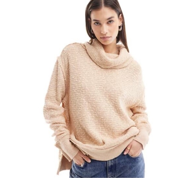 Free People Sweaters - Free People Tommy Turtleneck Sweater Gauzy Slouchy Toasted Almond Oversized XS